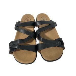 Taos Women's Double U Adjustable Leather Sandals Size US 10 Black